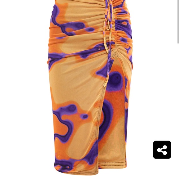 Funky Orange and Purple Cut Out Dress - Picture 3 of 3